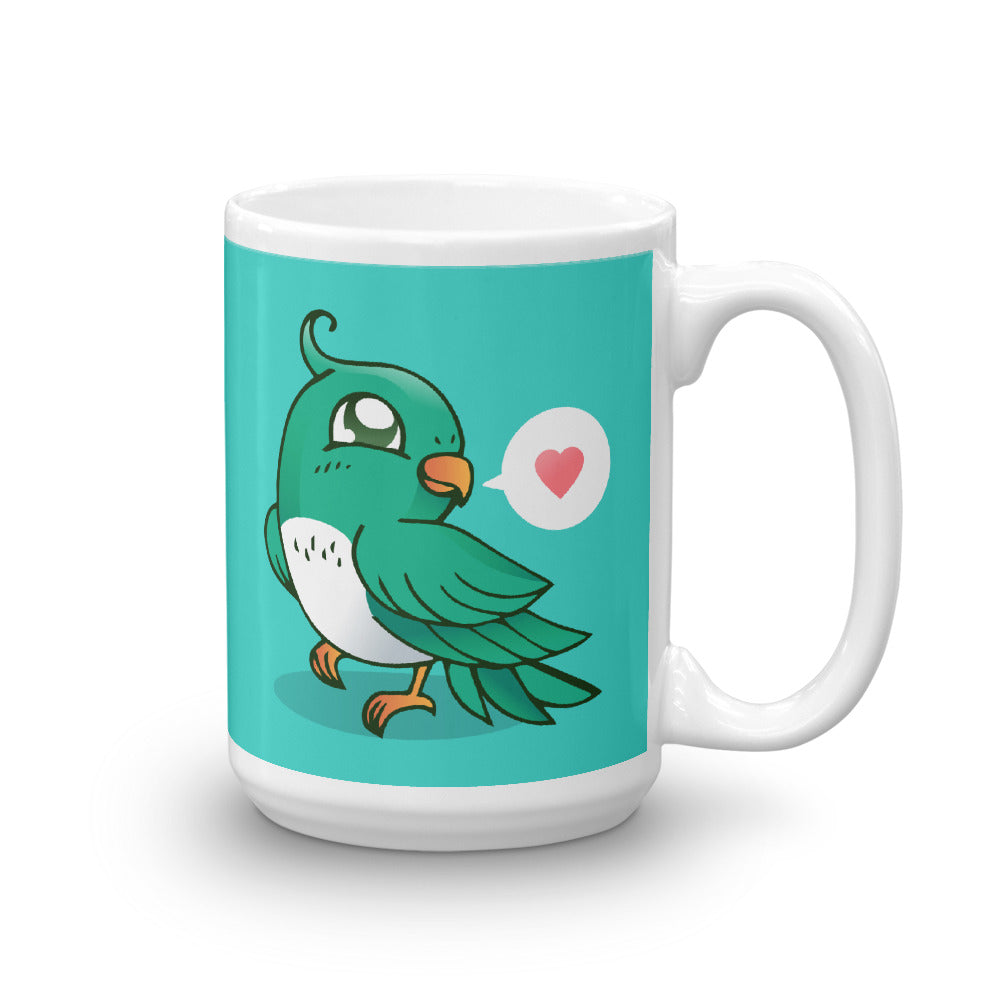 Cute Cartoon Bird White Glossy Mug