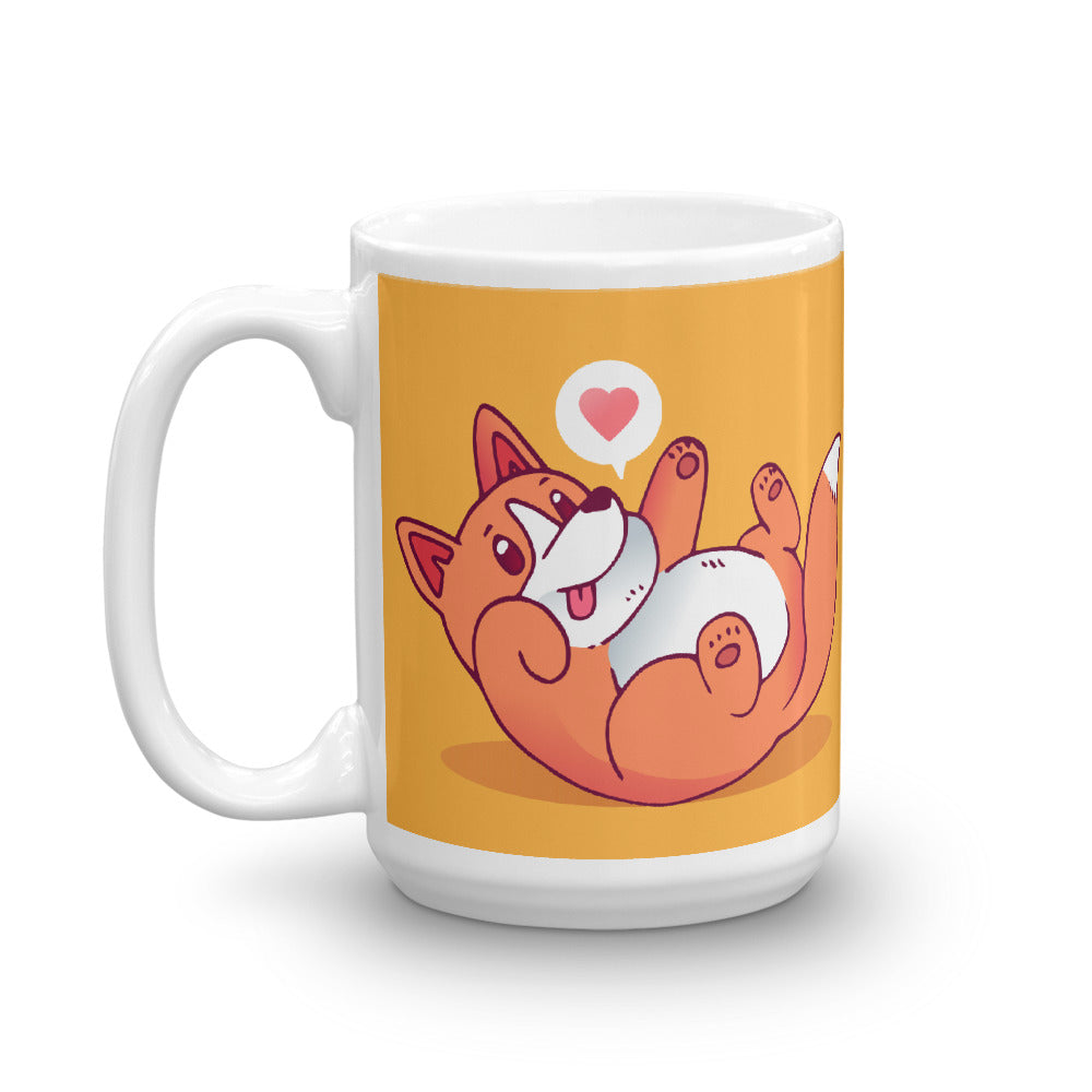 Cute Cartoon Puppy White Glossy Mug