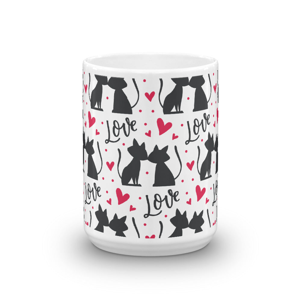 Romantic Cats White Glossy Mug