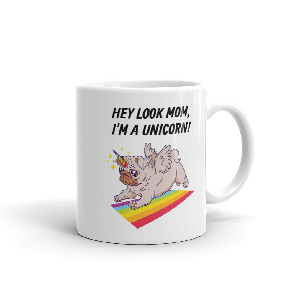 Pug Unicorn White Glossy Mug