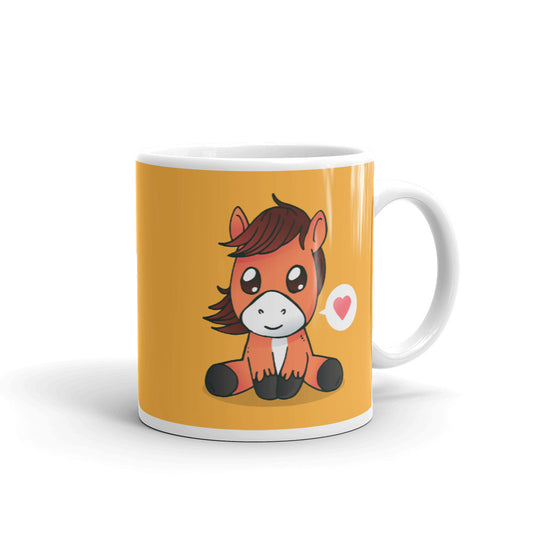 Cute Cartoon Horse White Gllossy Mug