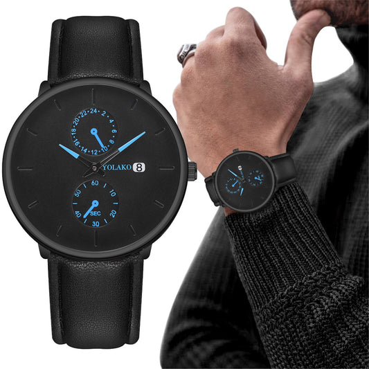 Men's Black Wrist Watch For Business Man Casual Leather Belt Wrist Watch Clocks Relogio Masculino Reloj Montre Hombre Homme