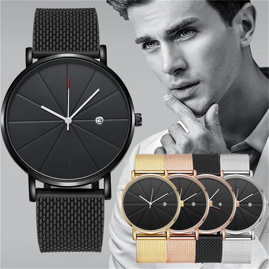 2021 Minimalist Men's Fashion Ultra Thin Watches Simple Men Business Stainless Steel Mesh Belt Quartz Watch Relogio Masculino