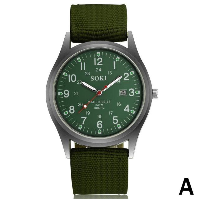 HOT Military Army Mens Date Canvas Strap Analog Quartz Sport Wrist Watch Analog Digital Sports Watches Fashion Casual Gift