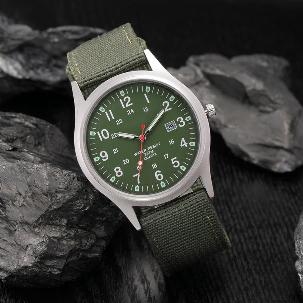 Military Army Mens Date Canvas Strap Analog Quartz Sport Wrist Watch Gift Men&#39;s calendar quartz watch