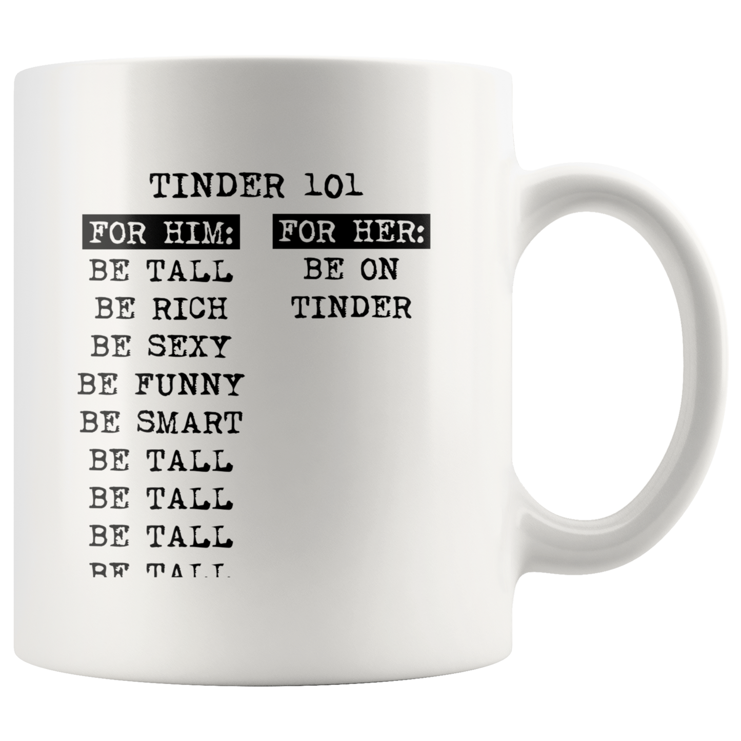 Funny Tinder Guide | Tinder Mug | White