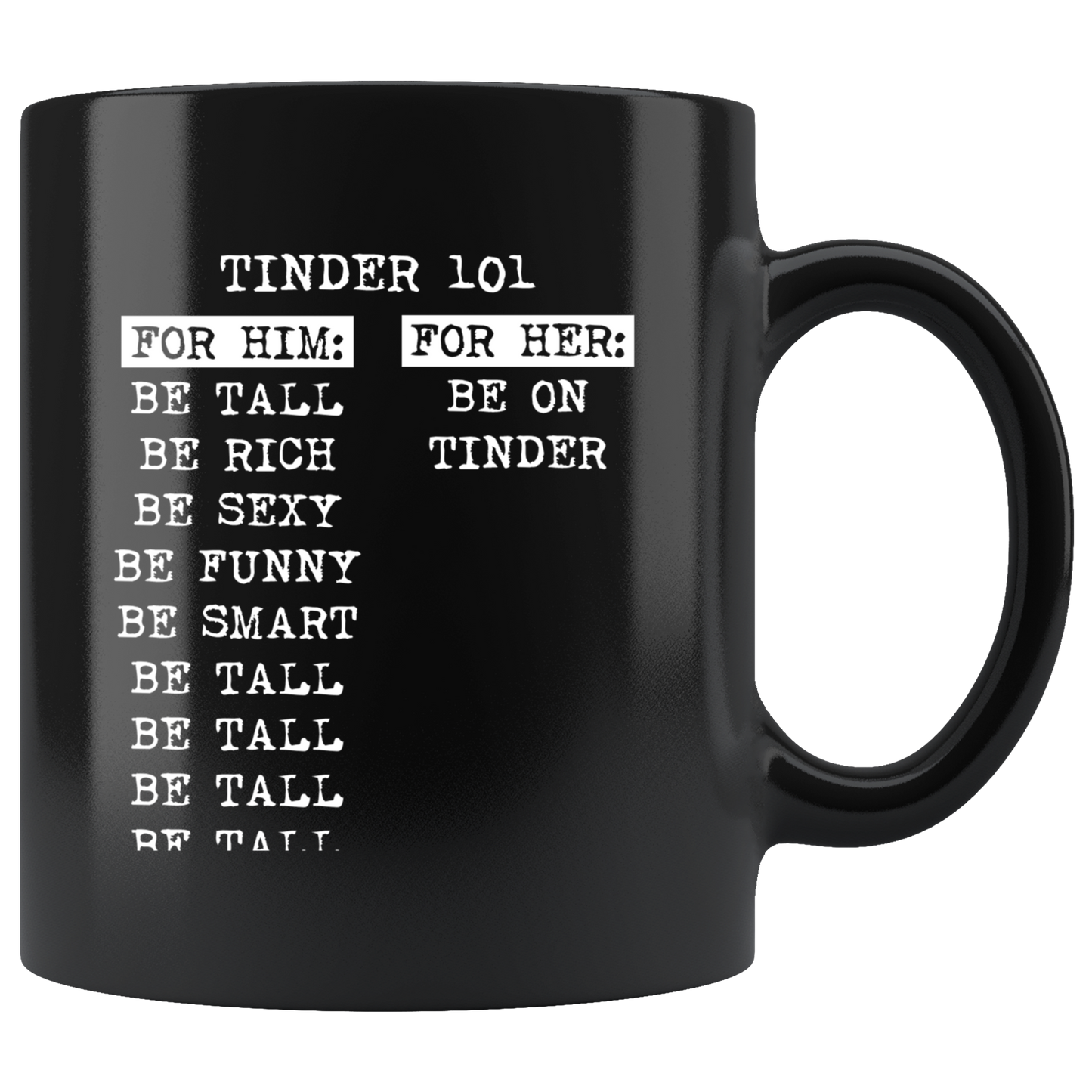 Funny Tinder Guide | Tinder Mug | Black